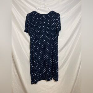 Classic Workwear Old Navy Dark Blue Mini Dress with White Polka Dots